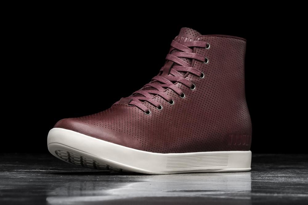 Baskets Montantes NOBULL Femme Bordeaux - Chaussures NOBULL High-Top Leather,France (7940-QNSIA)